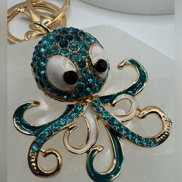 2/$20 Sparkly Whimsical Blue Octopus Keychain - Picture 5 of 8